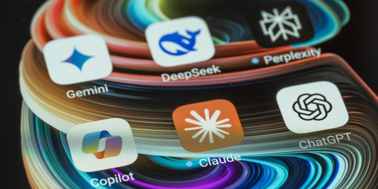 A close up of a mobile phone screen with six answer engine application logos