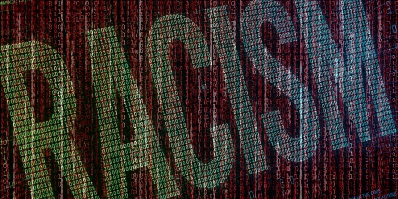 The word Racism constructed from binary code.