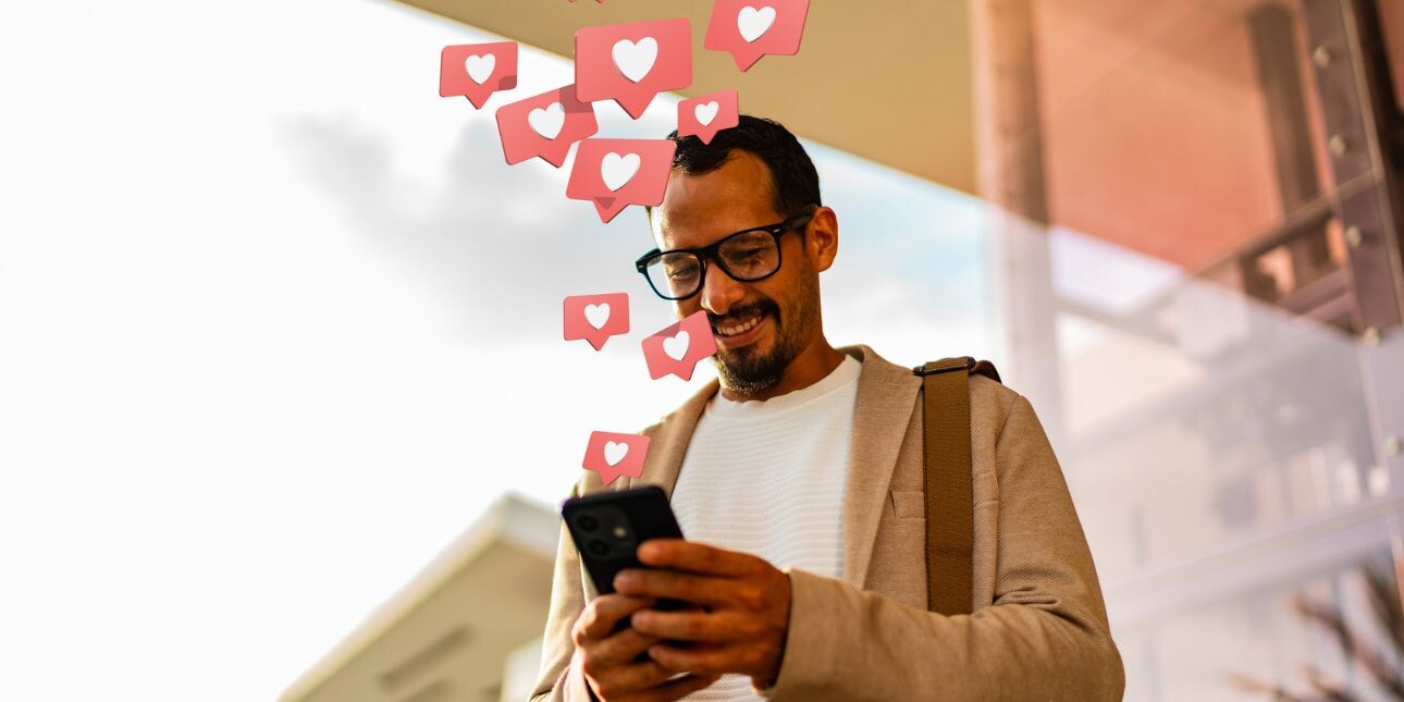 man liking content