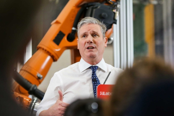 Labour Party Leader Keir Starmer delivers a keynote speech in London.