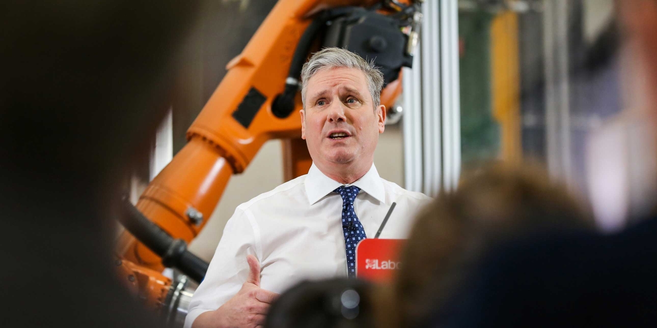 Labour Party Leader Keir Starmer delivers a keynote speech in London.