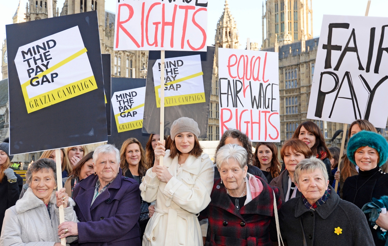 Jane with stars of West End musical ‘Made In Dagenham’ (including Gemma Arterton), when Grazia celebrated the Parliamentary Vote On Equal Pay