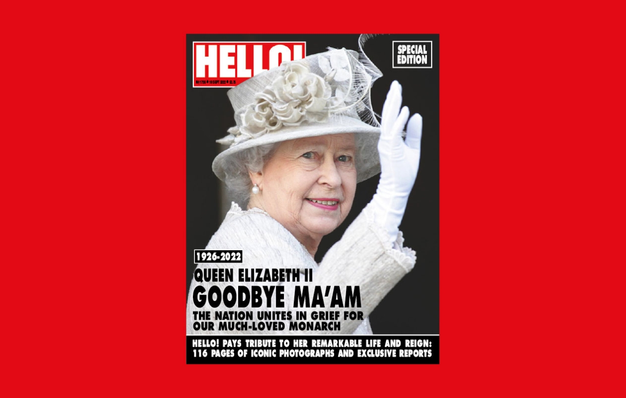 Cover of Hello Magazine from September 2022 featuring Queen Elizabeth II