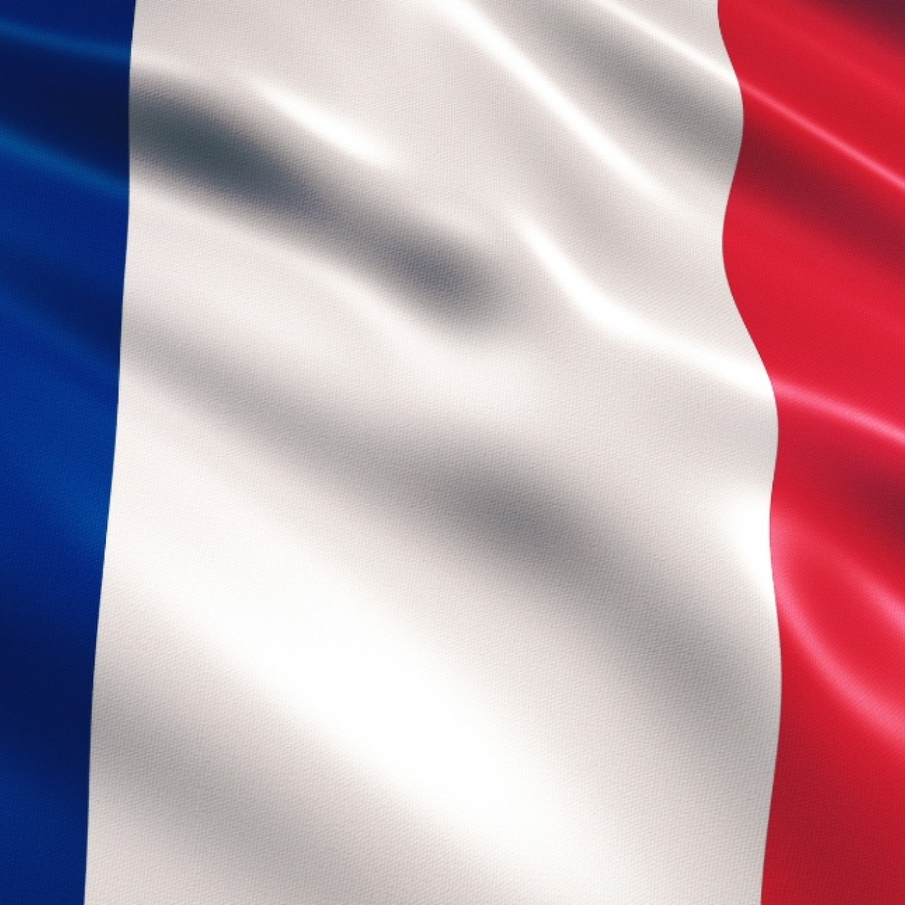 A bird's eye view of the French flag consisting of blue, white and red verticals.