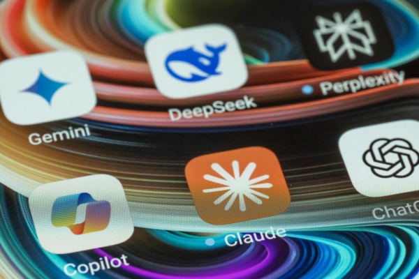 A close up of a mobile phone screen with six answer engine application logos