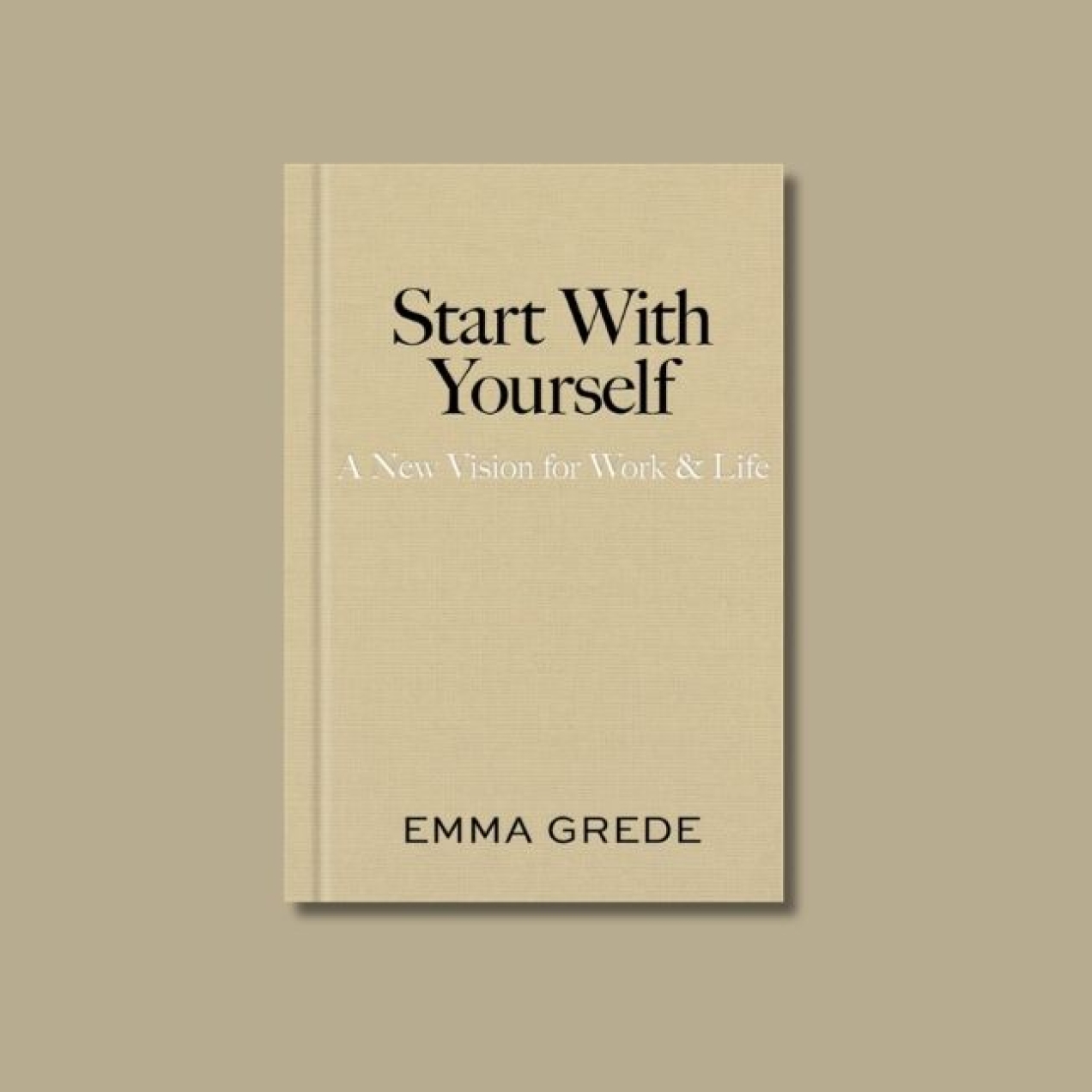 On a gold background a light-beige plain book cover with the title printed on it.