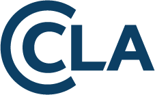 The typographic CLA logo in dark blue.