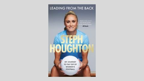 Book cover of Leading From the Back featuring a colour photograph of Steph Houghton